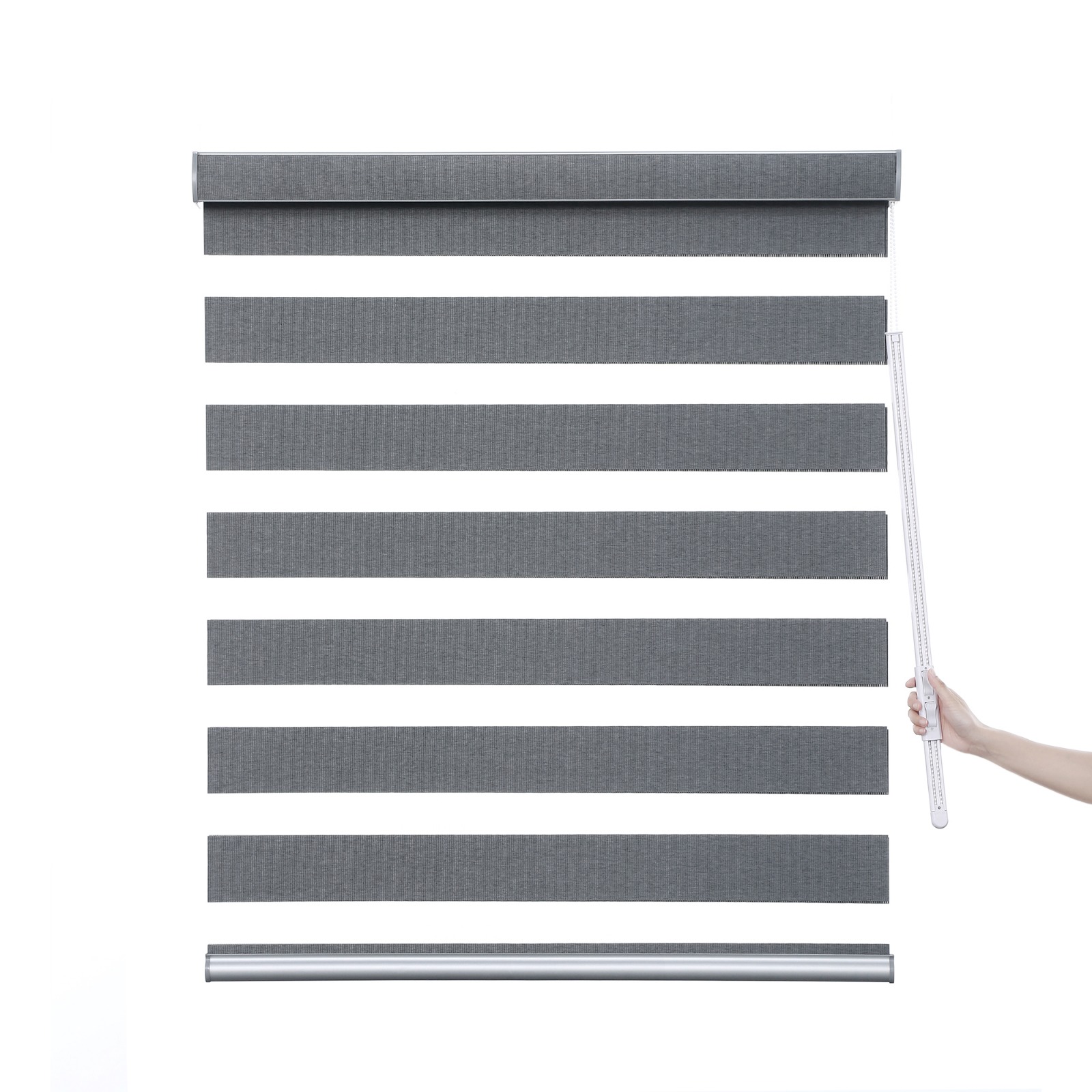 Zebra Shade — Charcoal Weave — The Blinds Co fabric sample